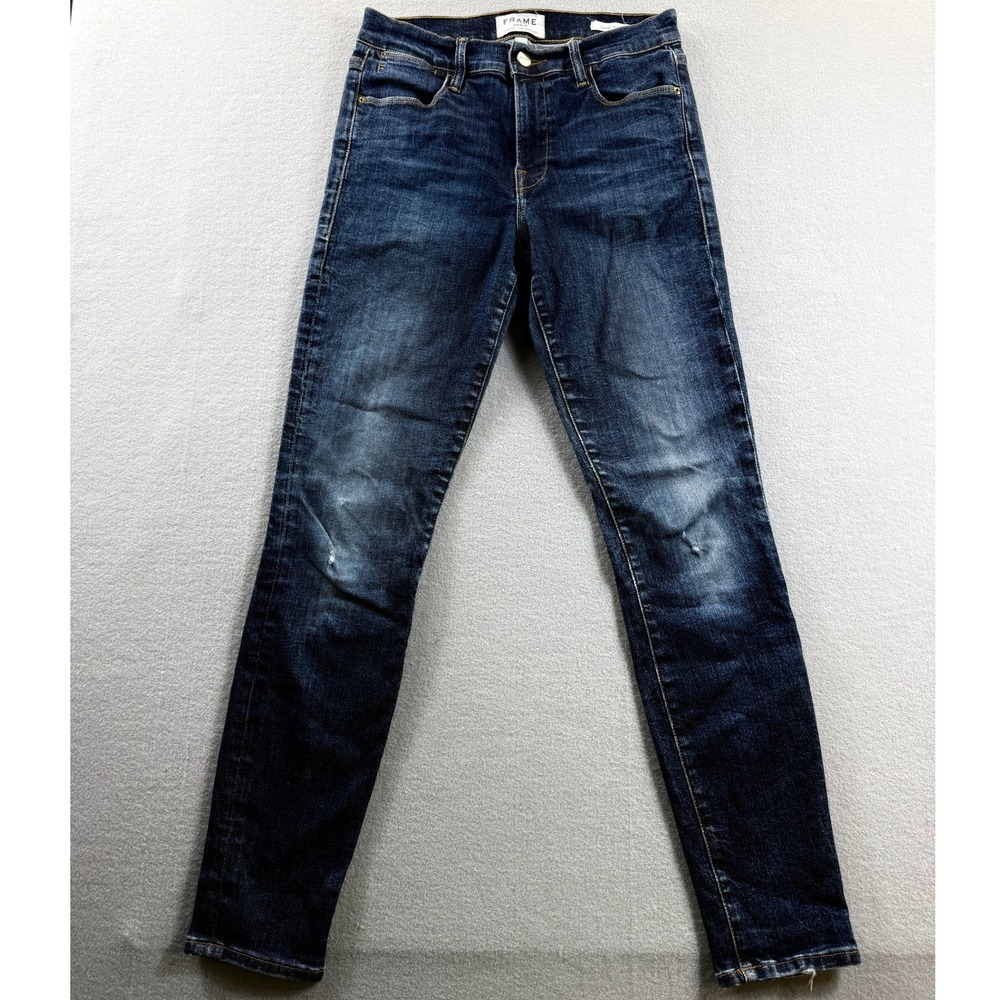Frame Le High Skinny Jeans Womens 27 Blue Harvard Wash Distressed 27x28